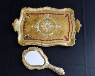 Florentine Tray with Hand Mirror. $35