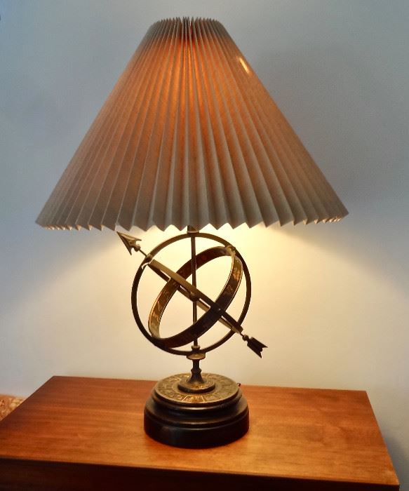 1950's Armillary Astrological Zodiac Bronze Table Lamp Discounted price $200