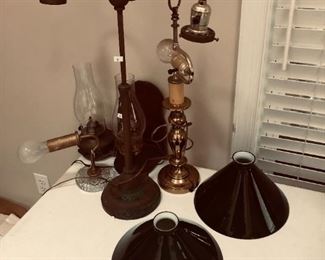 Green Glass Student Lamp