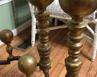Large cannon ball andirons