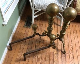Large cannon ball andirons