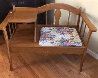 Wooden telephone bench