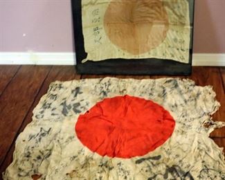 World War II SIGNED JAPANESE FLAGS MILITARY