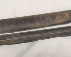 World War II Bayonet With Sheath Marked E 24 CSZ On Blade and 1942 3/K.E.B. 55.116 On The Metal Sheath 11 Inch Blade