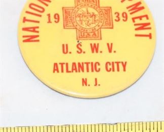 National Encampment Atlantic City NJ 1939 Spanish American War Veterans 1898-1899 Pin Back