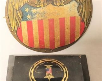 1865 Grand Army Of The Republic Plaque and Steel Button Military