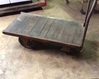 Antique Steel Wheel Warehouse Push Cart #2