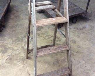 One of several wooden ladders.
