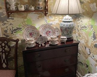 English small chest of chest of drawers with fold door front drawer 