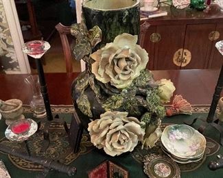 Victorian cabbage rose porcelain vase