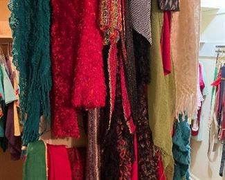 Hundreds of scarves both vintage and new