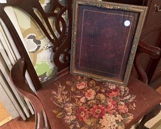 Antique Chippendale chair with needlepoint seat