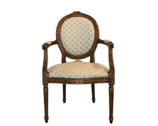 Louis XVI Style Armchair in Light Blue Floral Fabric