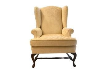 Greek Key Velvet Wing Chair
