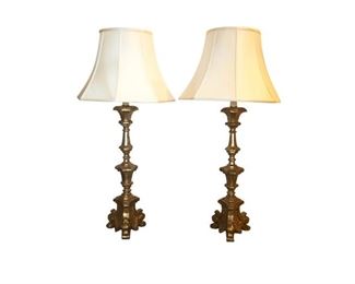 Italian Parcel Gilt-Wood Candlestick Lamps