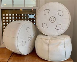 Leather Moroccan Poufs with removable covers (3) - Serena & Lilly 