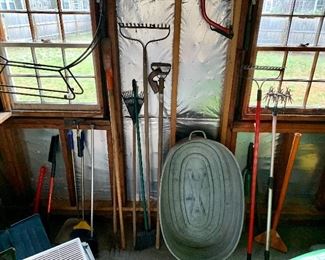 Assorted garden tools.