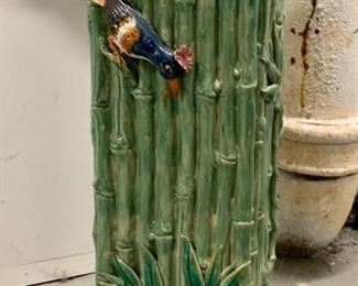 Tall Bamboo Shoot Vessel with Birds