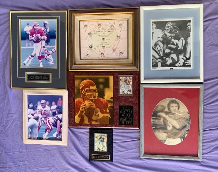 HKM002 Joe Montana Autographed Portraits & '56 Pro All Stars Memeorabilia