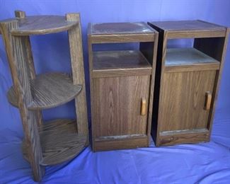 HKM009 Two Wood Side Tables & Cylinder Organizer 