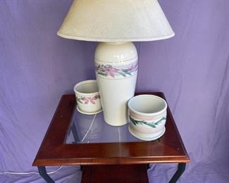 HKM011 Modern Side Table, Lamp & Flower Pottery 