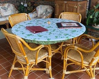 Rattan table and 4 chairs on enclosed patio