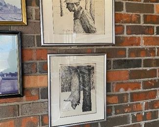 Vintage photos under glass & framed