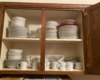 Set of white dishes - no markings & miscellaneous