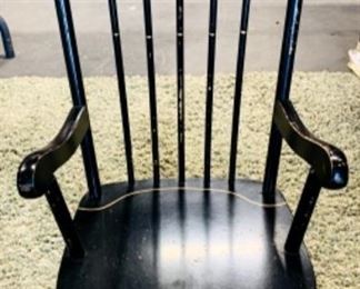 #16) $17.50 NOW 30% OFF (was $25 ) Children’s OLD Vintage ROCKING chair. Black with ornate Basket Motif . Measures 30” x 13”. Normal Wear from Age. 