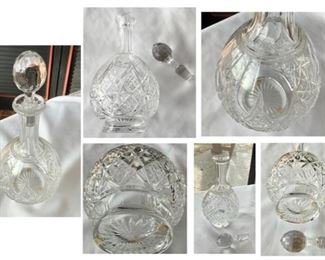  #48) $156 NOW 20% OFF (was $195) Vintage Marked Baccarat Colbert Crystal Cut Glass Decanter With Stopper. Ornate. 12” tall x 5.5” wide. (1 of 2 views) 