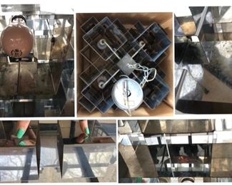 #1) SALE 30% OFF -NEW PRICE $1,575  ( was $2,250 ) Mid century Chandelier signed C Jere 1970  Chrome Cubist Light Fixture. Approx 21”L  x 22”W x 12” H. Beauty Rim to top of lamp hanging chain measures 14”. Family bought from a showroom and never displayed. It has been in a box in the family’s den all these years. Condition : Lots of Rusting As shown from storage.  (1 of 5 views) 