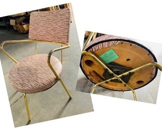 #73)$76 NOW 20% OFF (was $95) Fantastic 1950’s swivel chair with pink, brown, and black vinyl cushions. It squeaks but is in great shape! (1 of 2 views) 