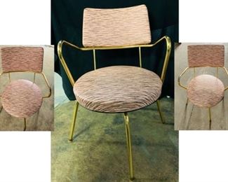 #73) $76 NOW 20% OFF ( was $95) Fantastic 1950’s swivel chair with pink, brown, and black vinyl cushions. It squeaks but is in great shape! 1 of 2 views) 