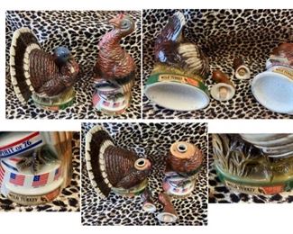 #76) $10 NOW 50% OFF (was $20 ) total for 2 Vintage Wild Turkey Liquor Decanters (empty) . Spirit of 76 says decanter limited edition ceremonies number 5 and is 12’’ tall. Other says limited edition number 8 and measures 12” tall. Both have corks as shown. (1 of 2 views)