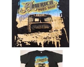 #141) $32 NOW 20% OFF (was $40 ) Autographed America t shirt. 2 signatures . Label Veltex , Black, size XL 100% Cotton. America Tour 2007 Here and Now. Back says Ventura Highway . Com 