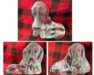 #90) $20 Vintage Viking Glass Bassett Hound 6” x  5.5” (1 of 2 views) 