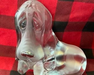 #90) $20 Vintage Viking Glass Bassett Hound 6” x  5.5”(1 of 2 views) 