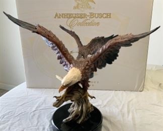 #124) $150  Vintage Anheuser Busch RARE Collectible Eagle Figurine LOOK OUT BALD EAGLE F26 with original box.  Numbered 198/500 Approx 16” tall and wingspan is approx 19”. (1 of 2 views) 