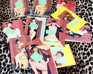 #81)  $15 for all Vintage PIN UP Deadstock Nudie Ladies group of 12 Cards . Blank on back. Not sure of the age but they are old and still sealed in original package. 