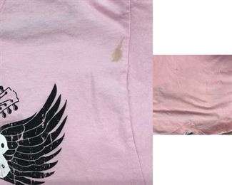 #139) $32 NOW 20% OFF (was $40 ) Autographed Pink Marshal Tucker Band T shirt. MTB 40 years. 100% cotton. Size L. Gildan Label. 1 signature .See spots on shirt as shown (1 of 2 views) 