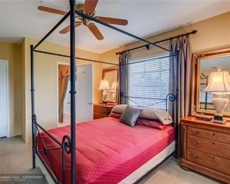 Queen size canopy bed available.  (Mattress and Box Springs are not available.).  The two side chests by Hooker are available as well as the two lamps and the two mirrors.