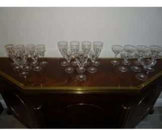 St Val Glasses.  Set of 8 Water Goblets, 8 Champaign Tall, and 8 Claret Wine.   Mint condition.  Elegance Pattern