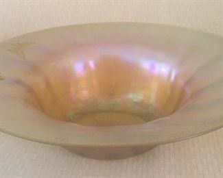 RARE LCT 1925 SIGNED Louis Comfort TIFFANY Etched BUTTERFLY Glass FAVRILE Bowl