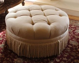 #4. $150.00. Poof stool 19”h X 36”diameter some wear to fringes