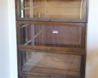 #18. $800.00. Barristeran bookcase 5 pieces with lead glass Lundstrom 72”h X 33.5”h X 11”d