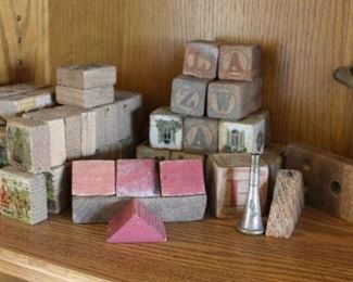 #19. $125.00. Lot antique toy block lot