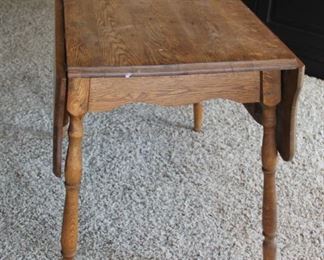 #24. $150.00. I'm Drop leaf side farm table 28”h x 36”w X 21”d w/ leaves up 43”d