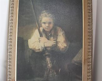 #41 $50.00. Rembrandt girl with broom print 41.5” X 30”