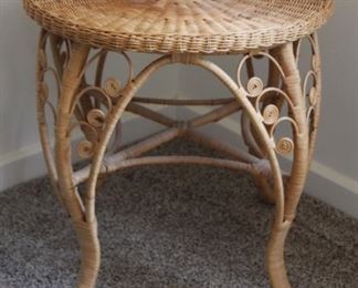 #47 $45.00. Wicker table 23”h X 21”diameter