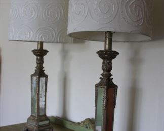 #49. $50.00. Pair lamps 1 as is to the mirrored sides see pictures 31”h
